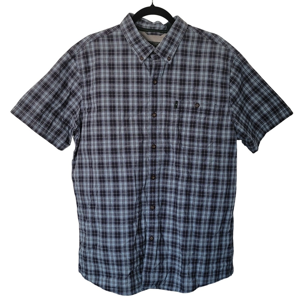 G.H. Bass & Co Button Down Shirt Mens‎ XL Blue Plaid Short Sleeve Hard Service